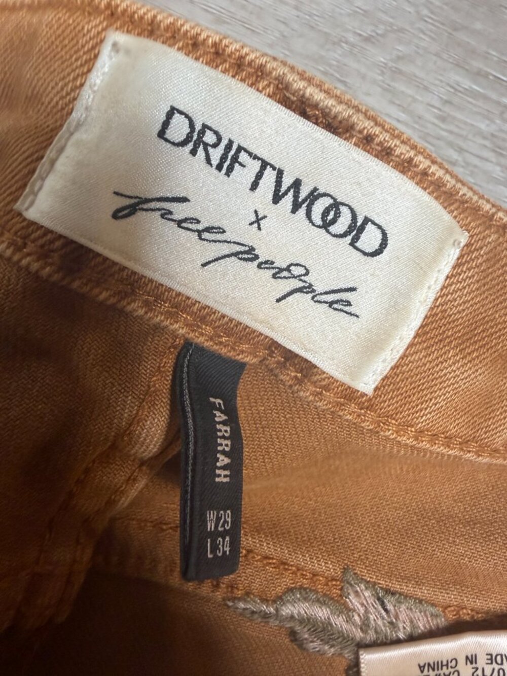 Free People x Driftwood Farrah Floral Embroidered Flare Jeans 29 - Picture 6 of 9